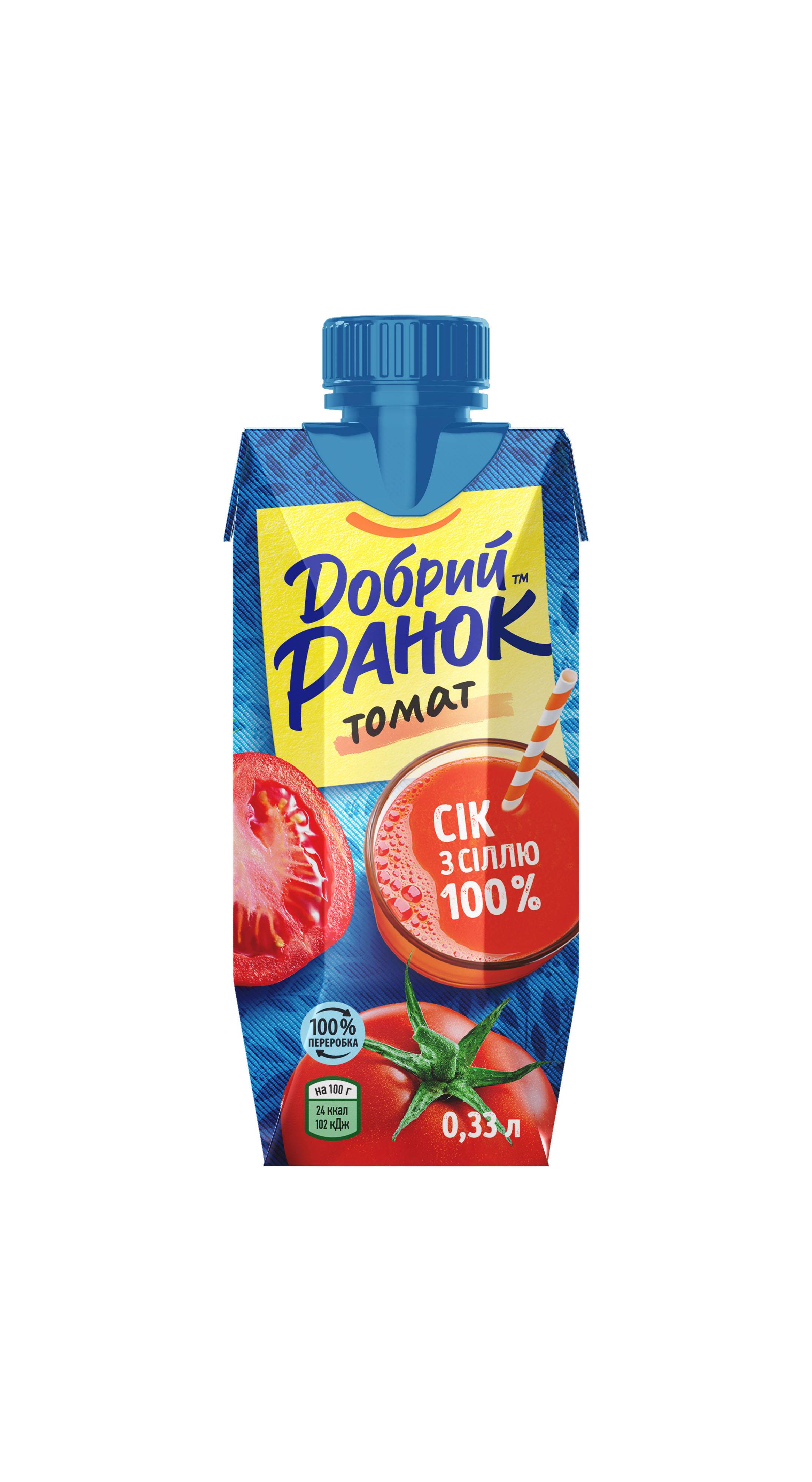 Сік томатний відновлений ТМ "Добрий Ранок" 0,33л